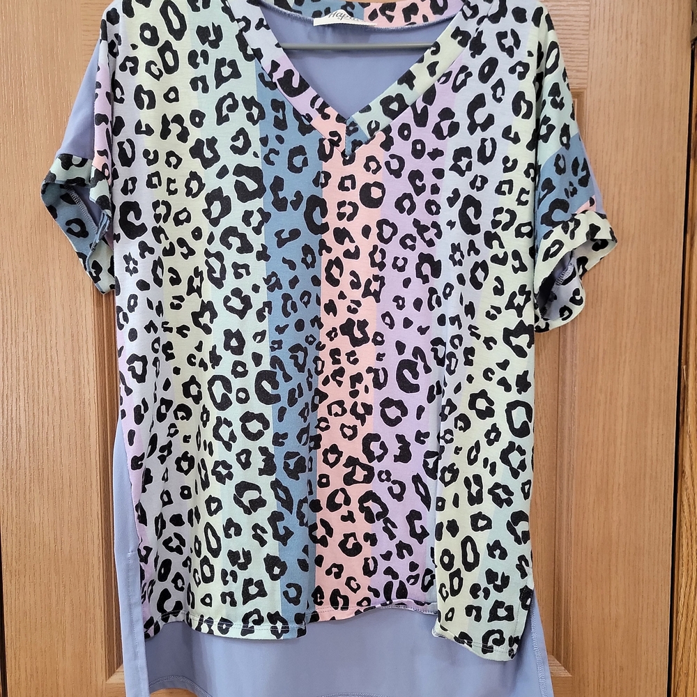 Leopard Print Colorful Women's Blouse